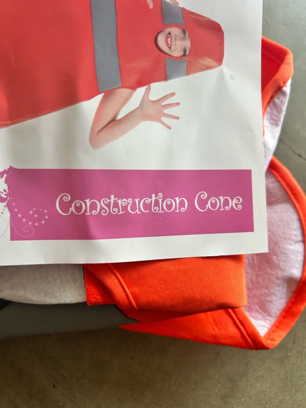 Kids Construction Cone Costume - Bright Orange | Size Small 4-6 NEW with tags